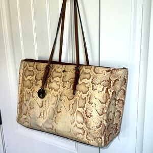 ANTONIO MELANI Snake Print Tote Bag - Brown and Cream